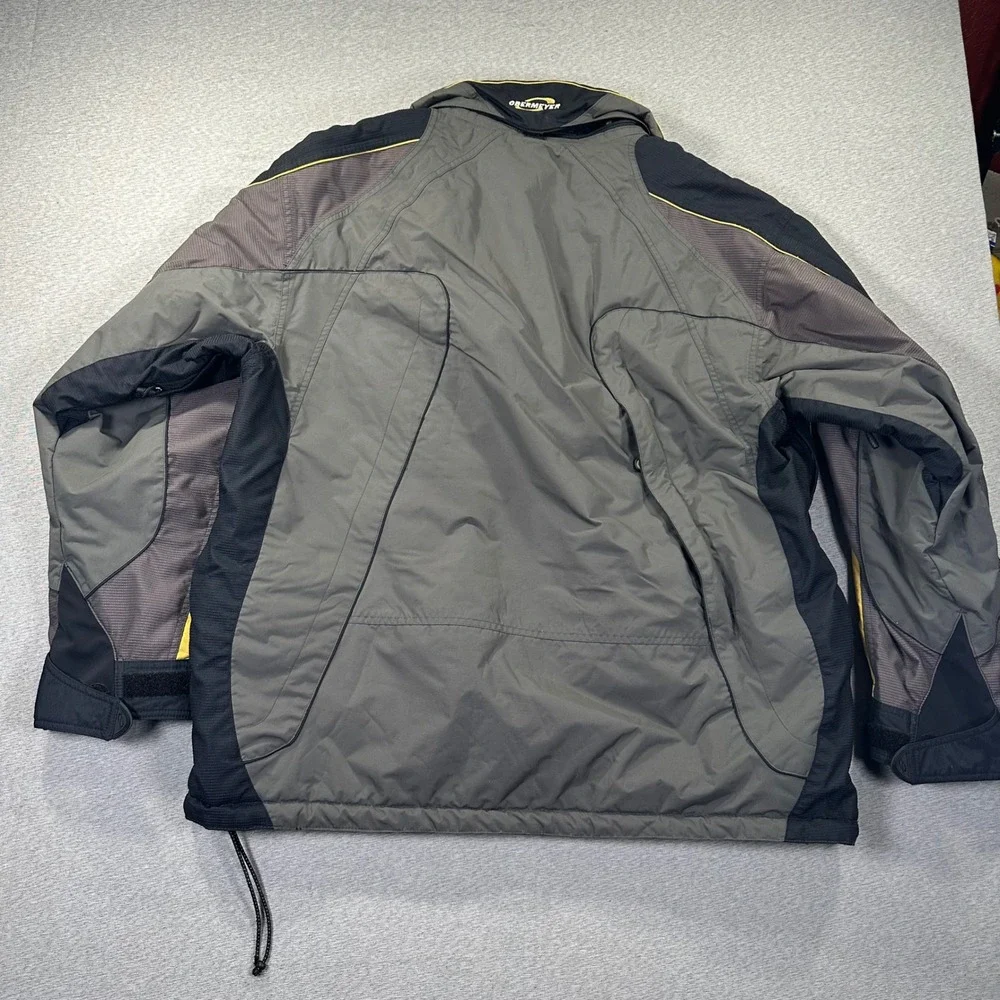 Obermeyer Mach 1 Speed Ski Jacket Mens XL Grey Black Yellow Waterproof Hooded
